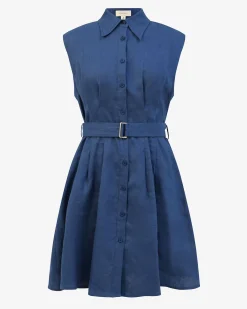 Forcast Ami Linen Mini Beach Dress Egyptian Blue Online