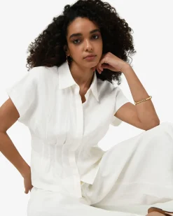 Forcast Ami Linen Pleated Tuck Shirt Ivory Best