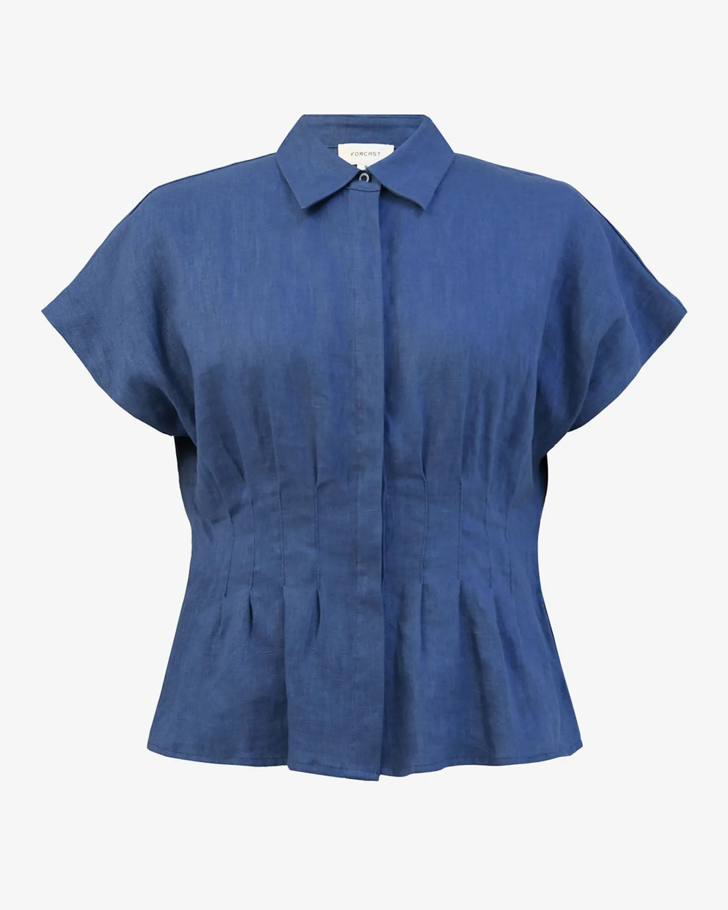 Forcast Ami Linen Pleated Tuck Shirt Egyptian Blue Clearance