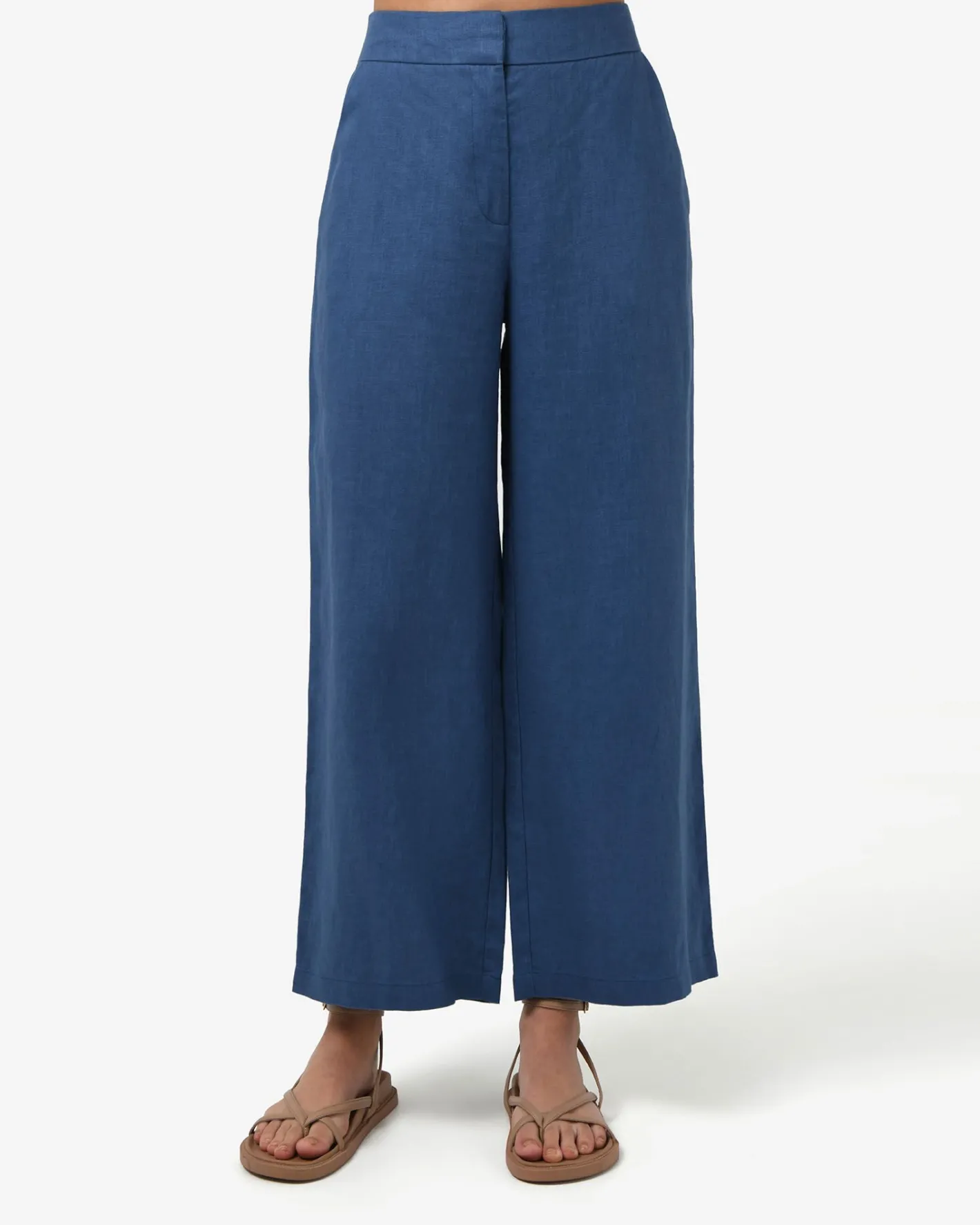 Forcast Ami Wide Leg Linen Pants Egyptian Blue Hot