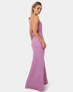 Forcast Anaise Backless Maxi Dress Rose Purple Clearance