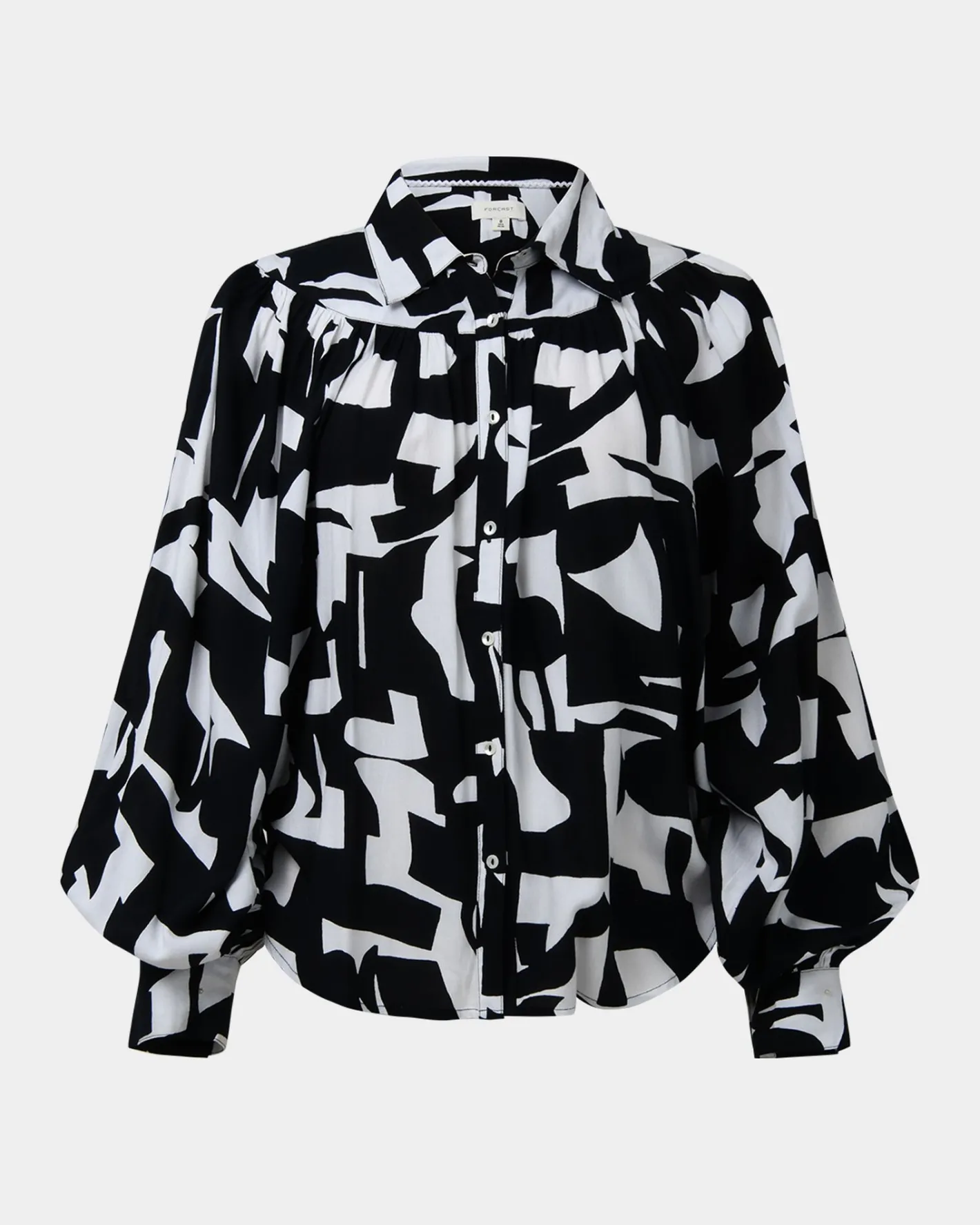 Forcast Anella Monochrome Print Blouse Black - Ivory Sale