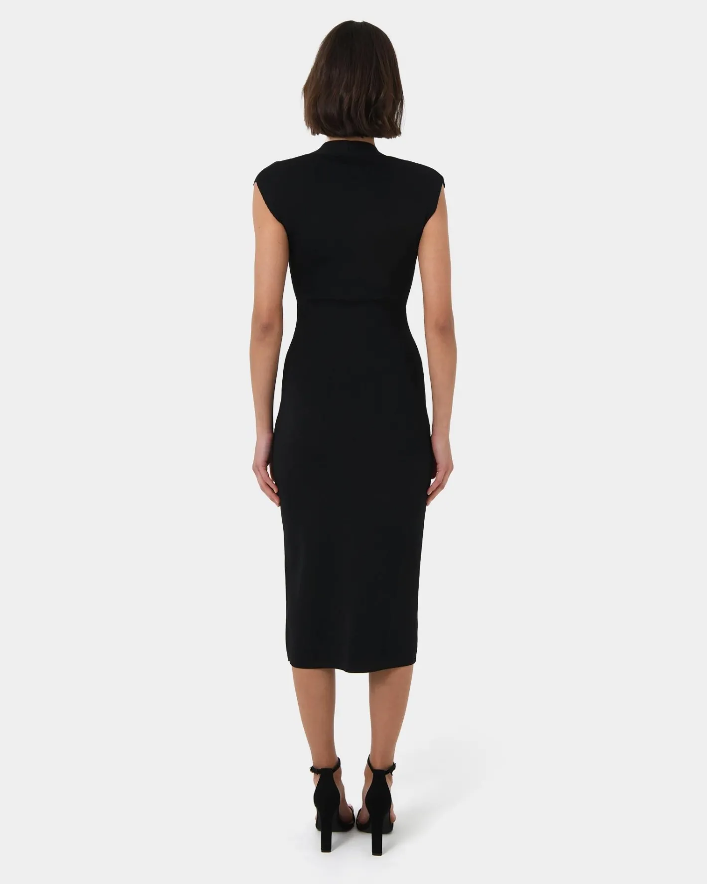 Forcast Ani Cross Over Knit Dress Black Clearance