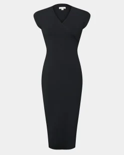Forcast Ani Cross Over Knit Dress Black Clearance