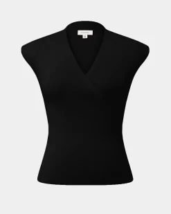 Forcast Ani Wrap Knit Top Black Hot