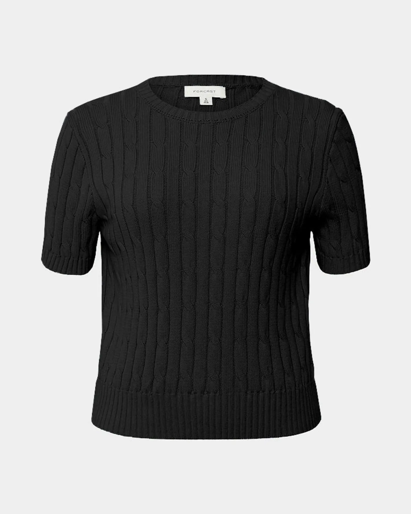 Forcast Anita Short Sleeve Cable Knit Black New