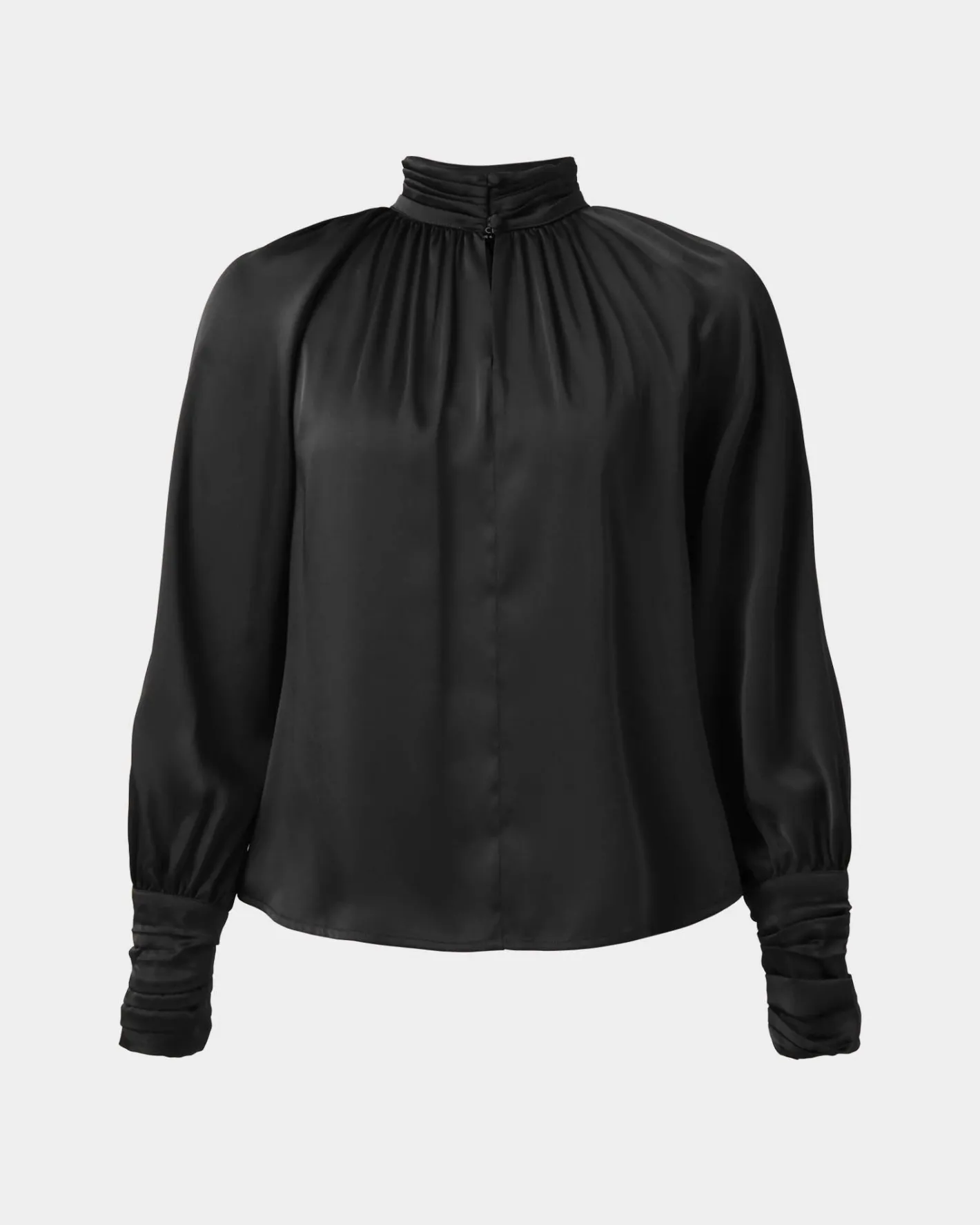 Forcast Anna Pleated Satin Blouse Black Sale