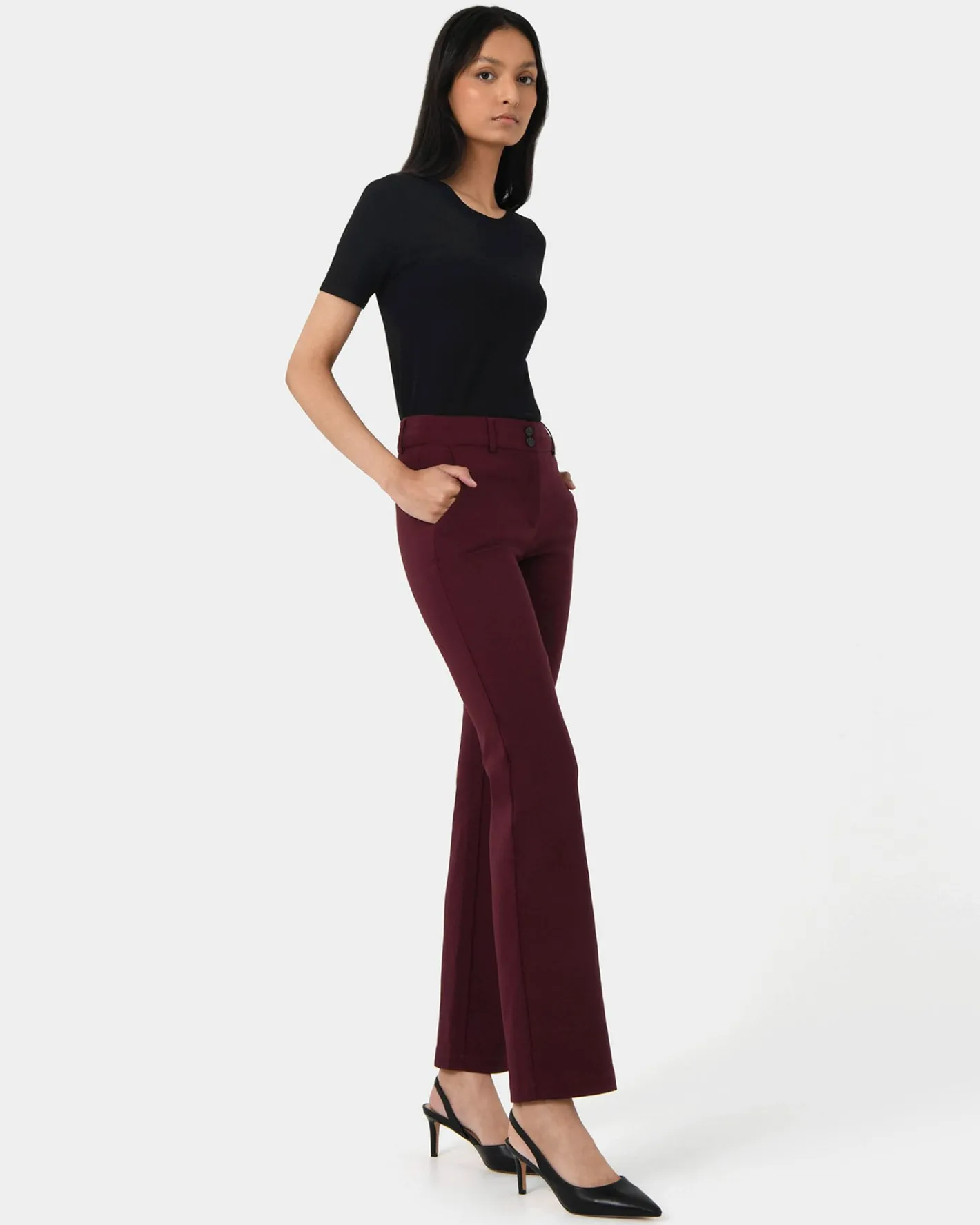 Forcast Annalee Classic Pants Maroon Hot
