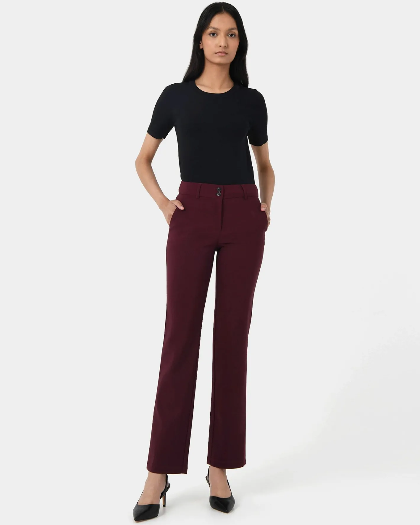 Forcast Annalee Classic Pants Maroon Hot