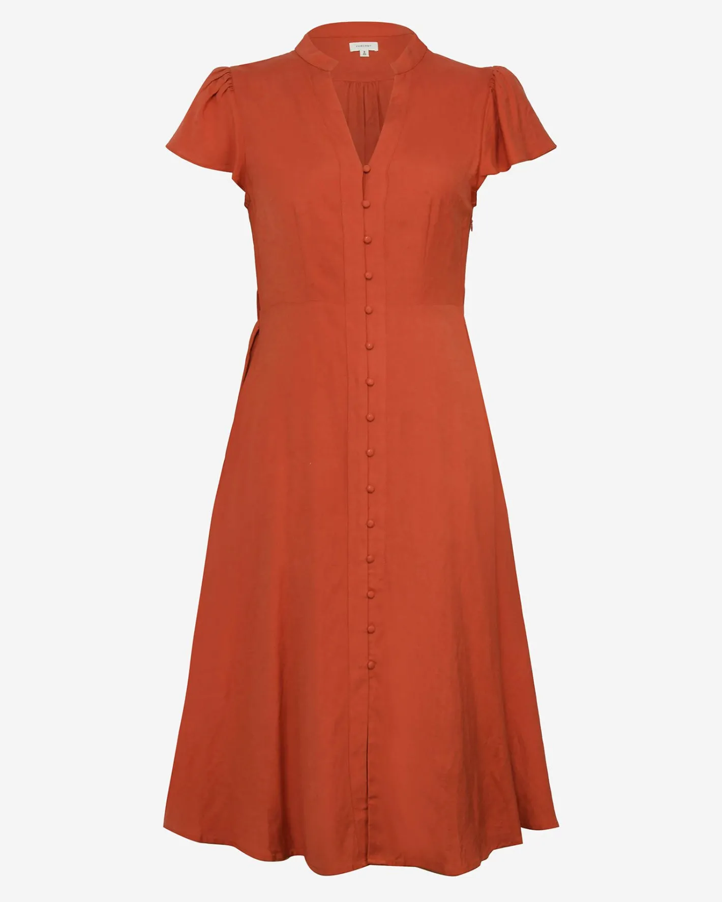 Forcast Anne Linen Midi Dress Burnt Orange Best