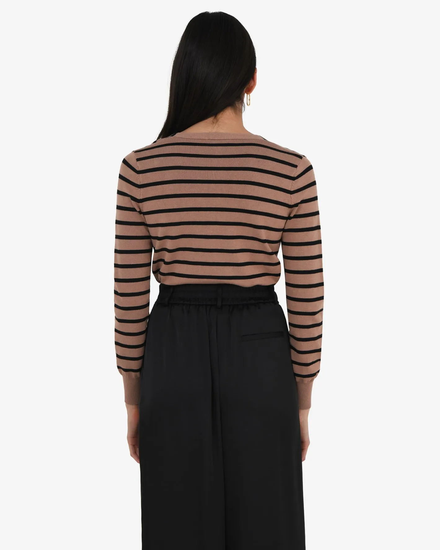 Forcast Arabell V-neck Stripe Cardigan Beige & Black