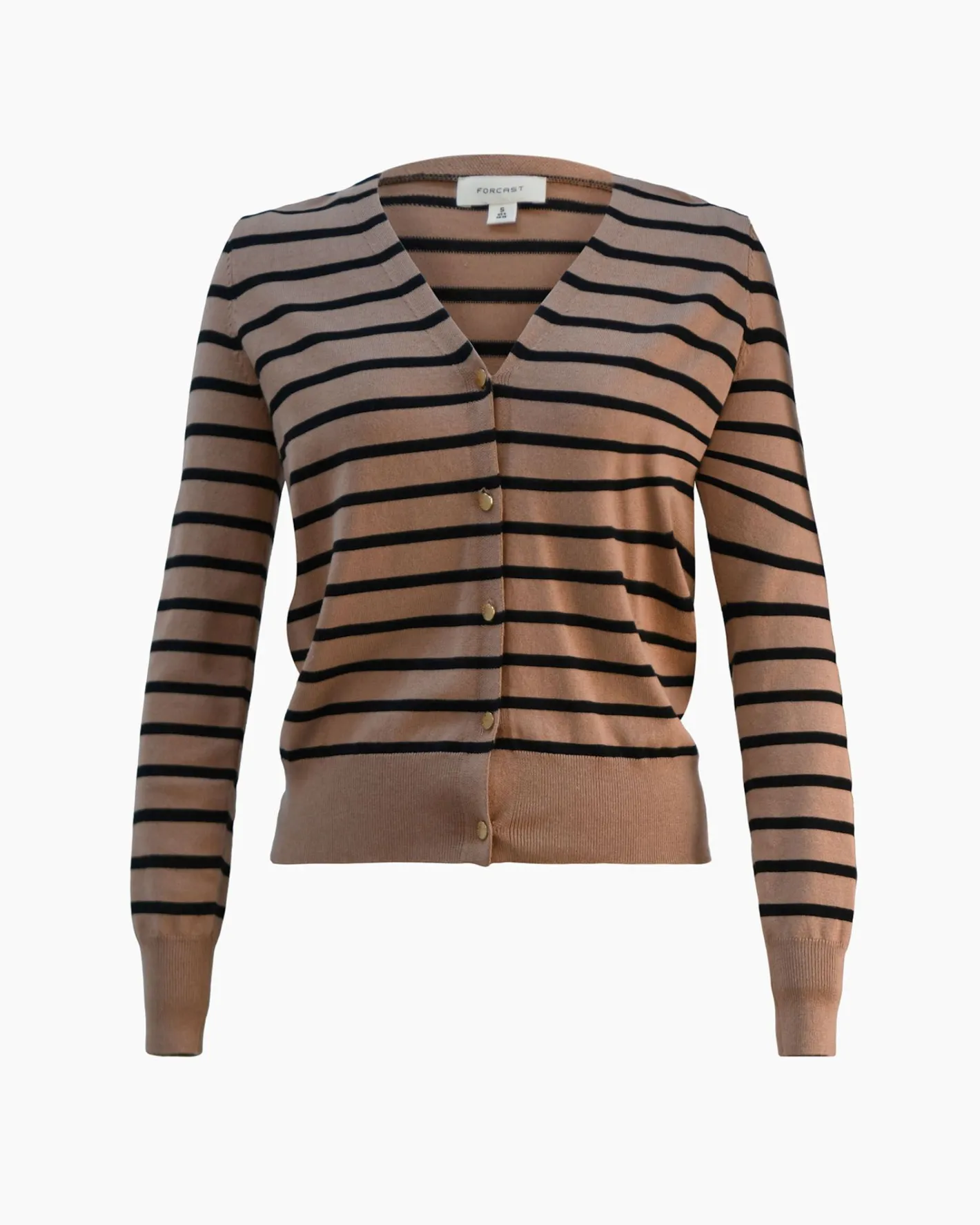 Forcast Arabell V-neck Stripe Cardigan Beige & Black