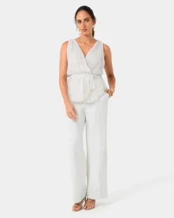 Forcast Arina Pleated Top Vanilla Outlet