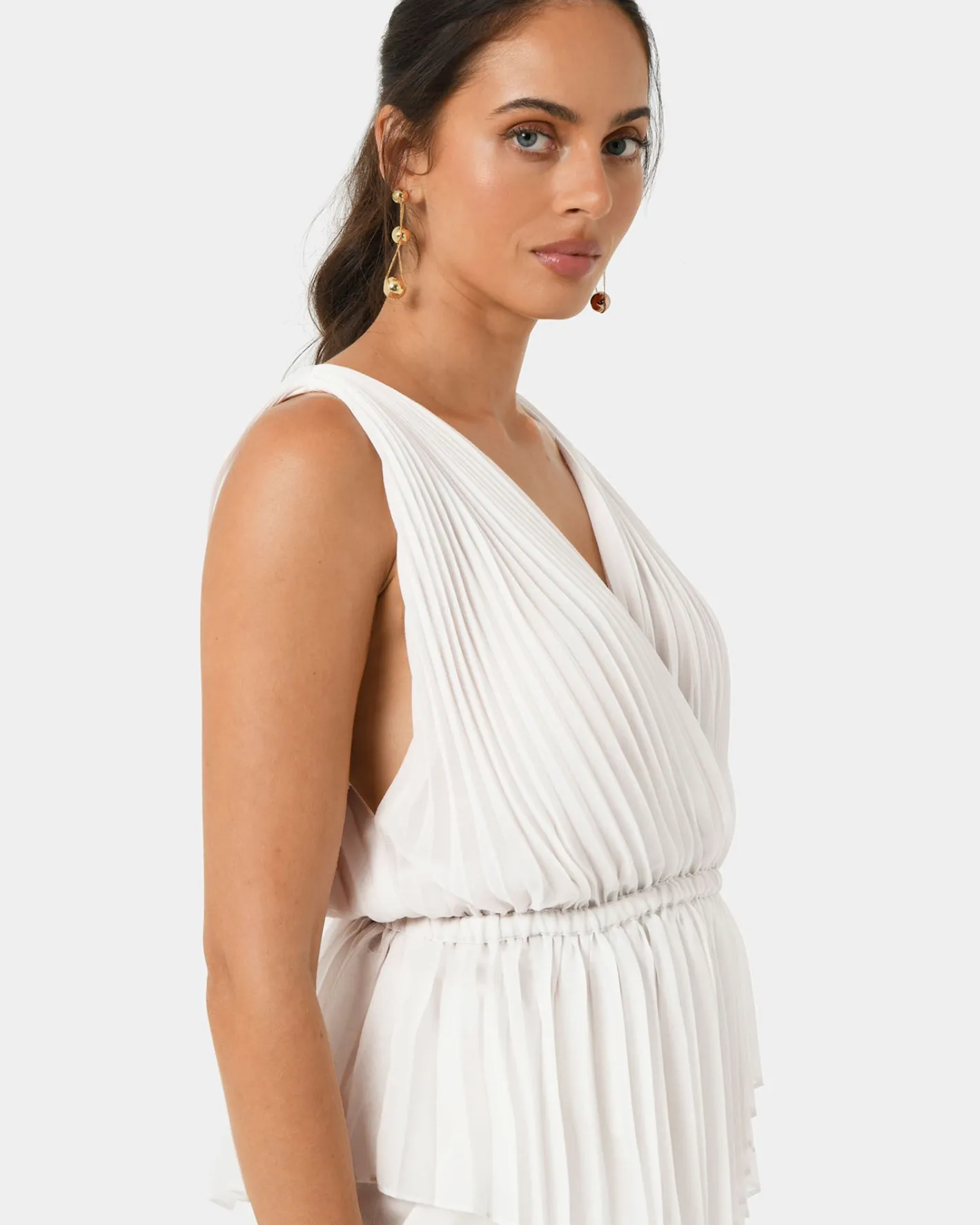 Forcast Arina Pleated Top Vanilla Outlet