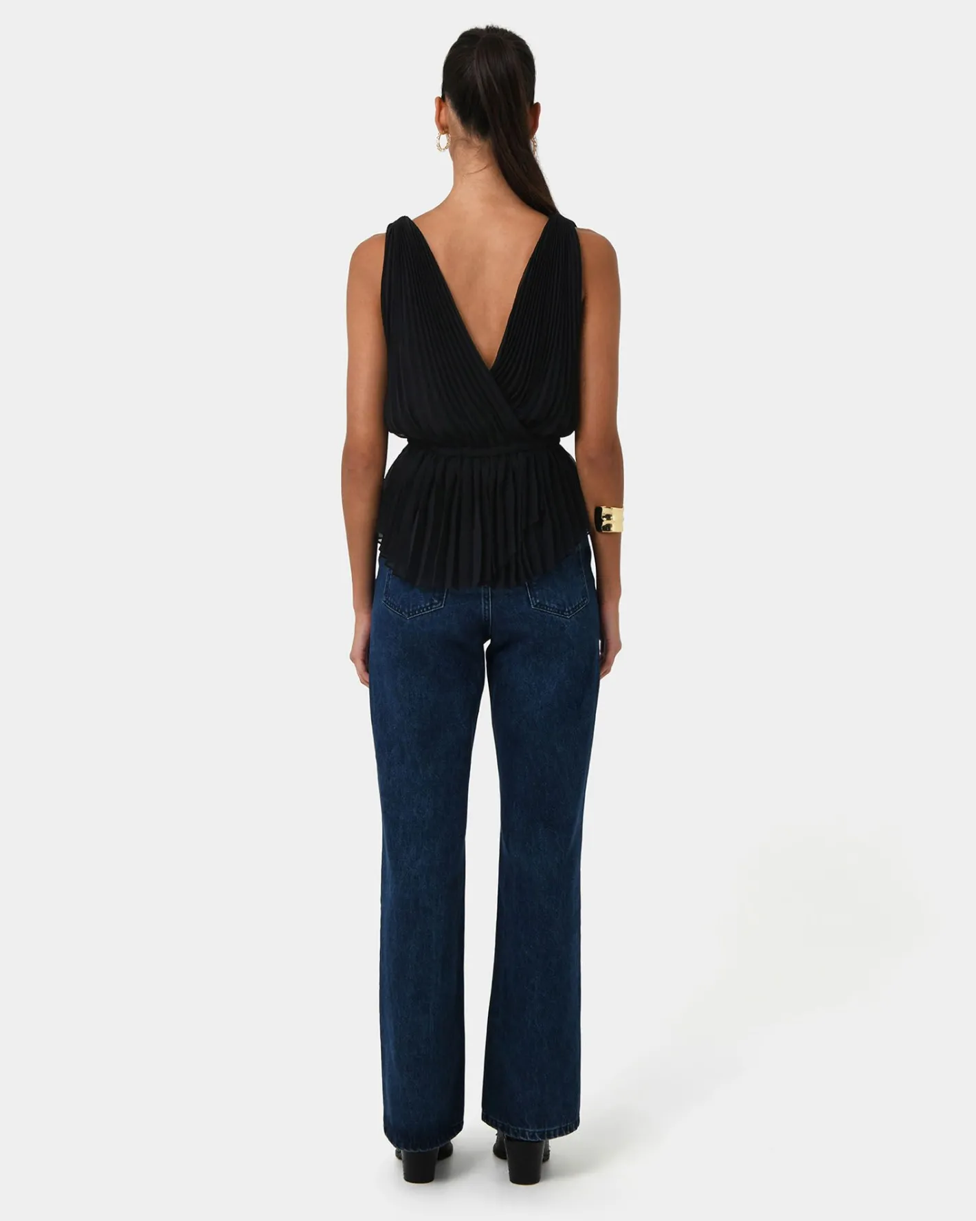 Forcast Arina Pleated Top Black Best