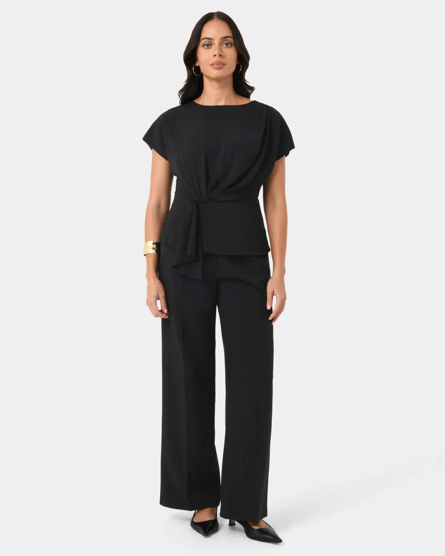 Forcast Athena Draped Top Black Online