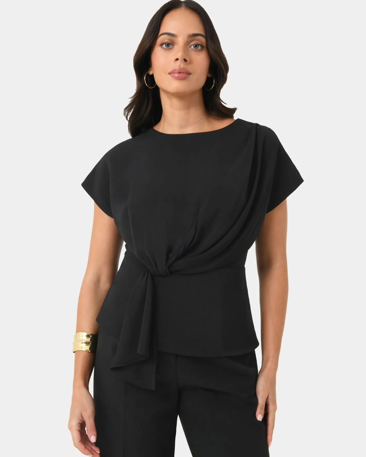 Forcast Athena Draped Top Black Online