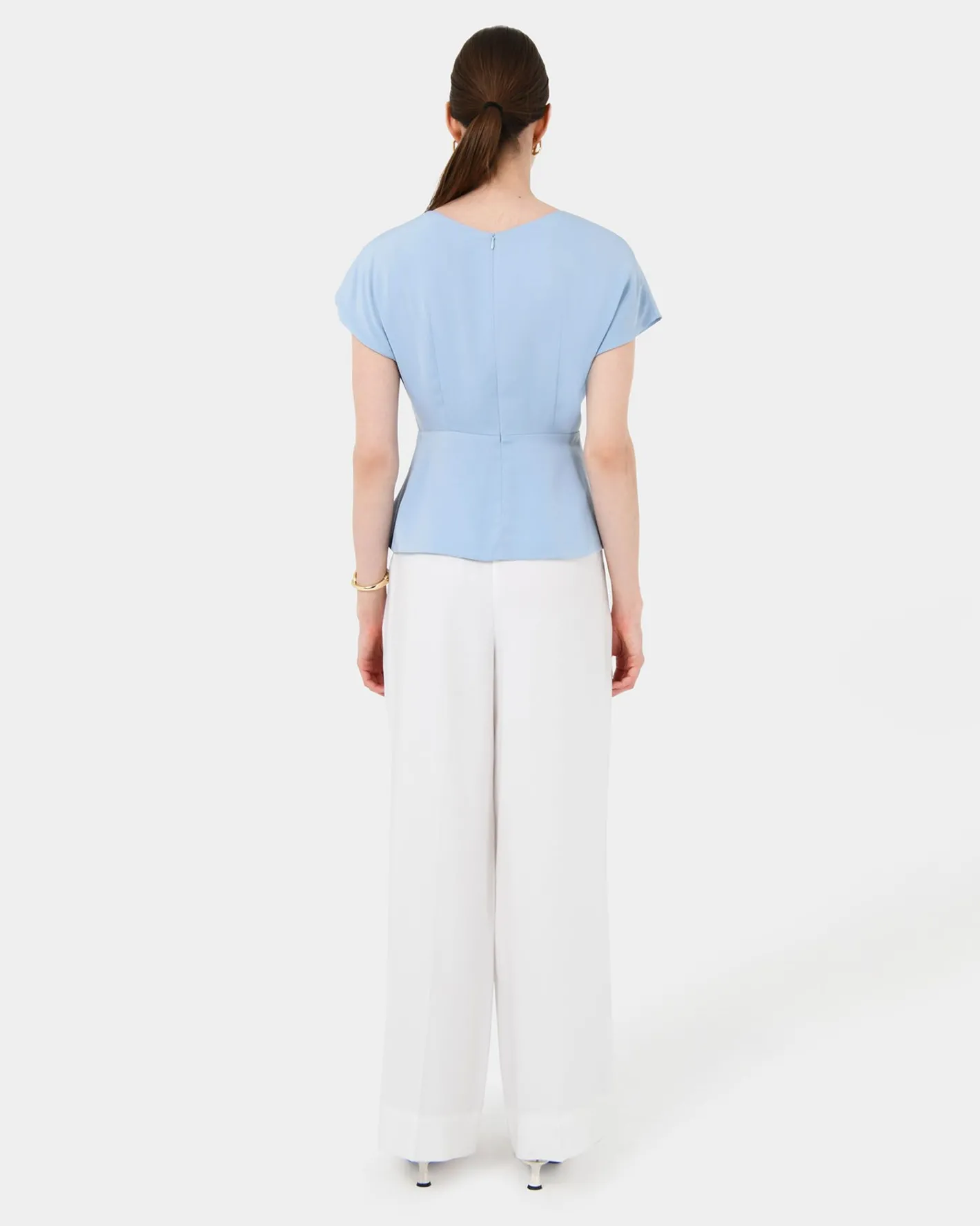 Forcast Athena Draped Top Sky Blue Clearance