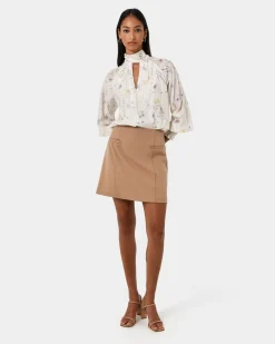 Forcast Aurae Floral Tie Blouse Ivory Floral Online