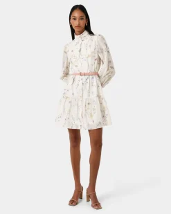 Forcast Aurae Floral Tiered Dress Ivory Floral Hot