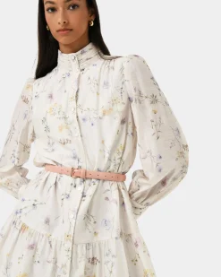 Forcast Aurae Floral Tiered Dress Ivory Floral Hot