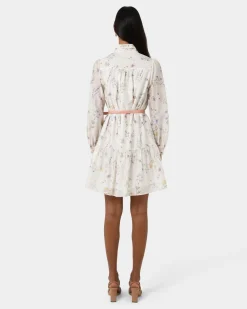 Forcast Aurae Floral Tiered Dress Ivory Floral Hot