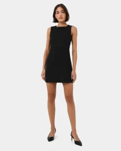 Forcast Ava Square Neck Panel Dress Black