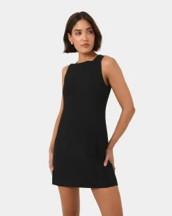 Forcast Ava Square Neck Panel Dress Black