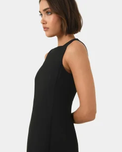 Forcast Ava Square Neck Panel Dress Black