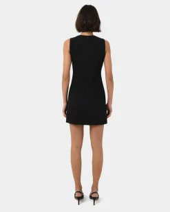 Forcast Ava Square Neck Panel Dress Black