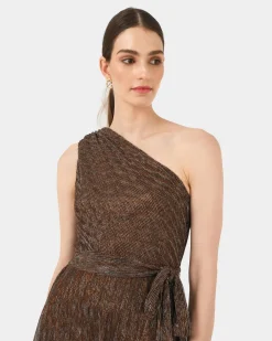Forcast Avah One Shoulder Dress Metallic Bronze Best