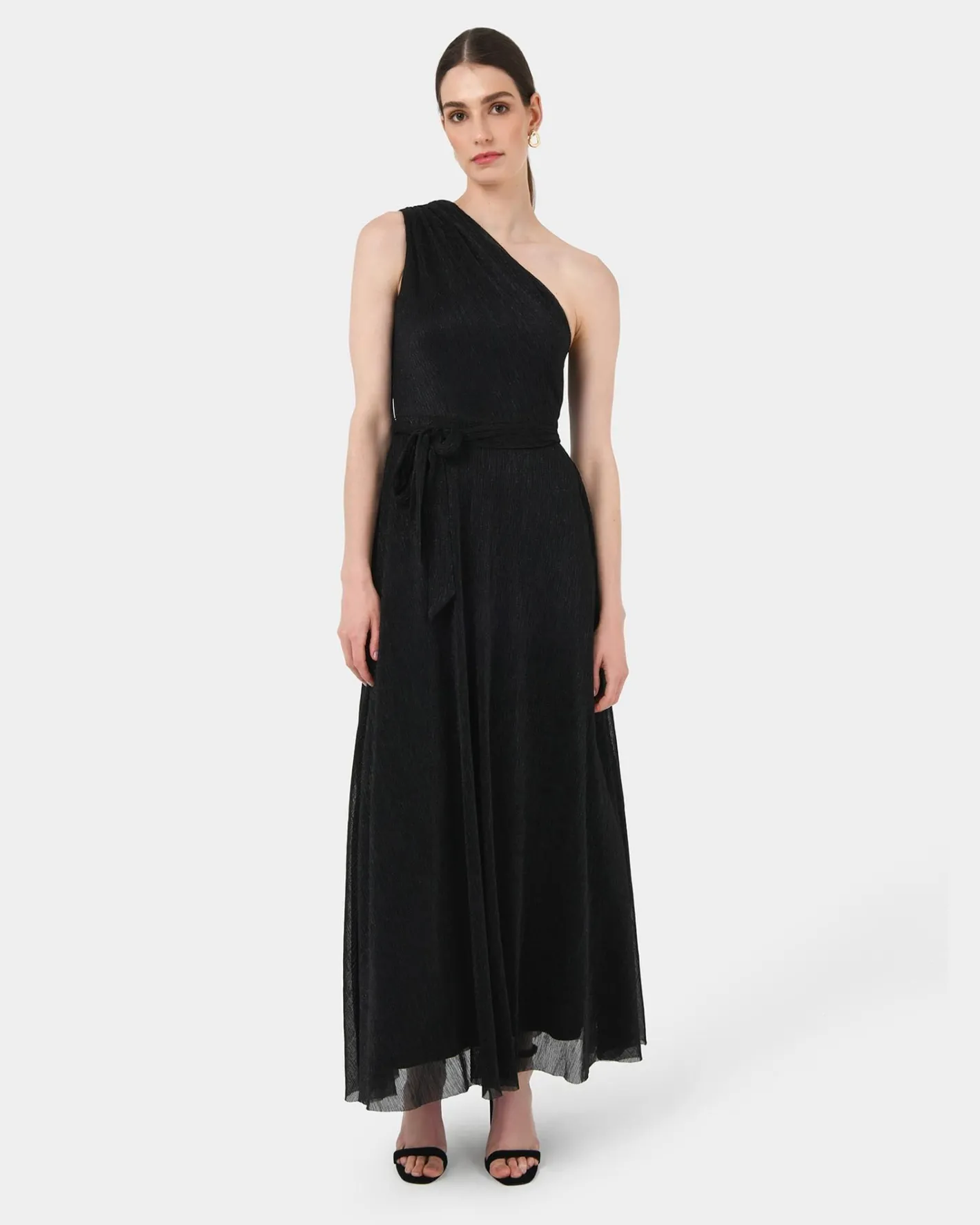 Forcast Avah One Shoulder Dress Black