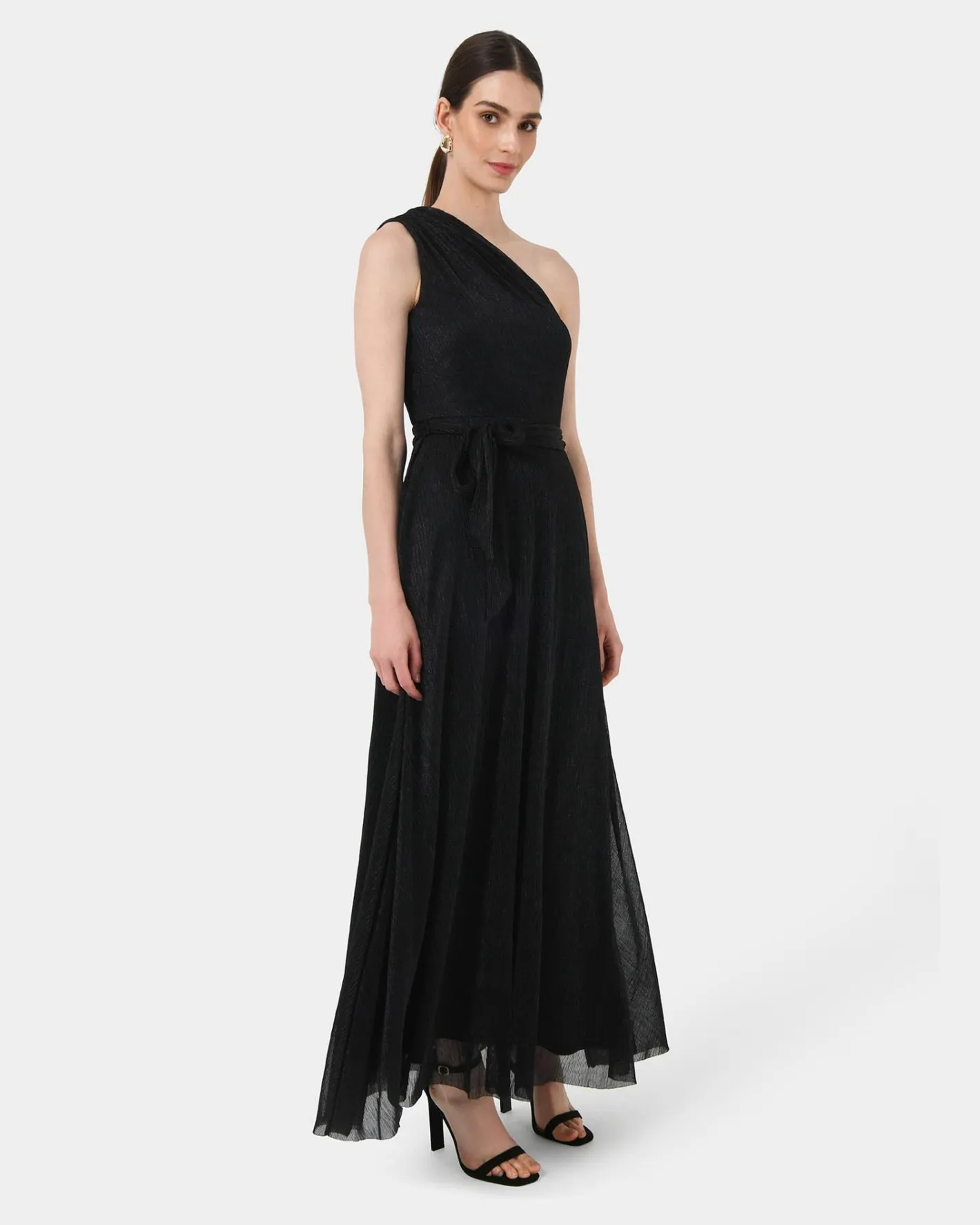 Forcast Avah One Shoulder Dress Black