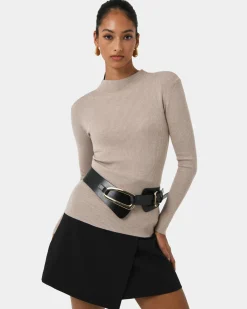 Forcast Avelyn Mock Neck Knit Oatmeal