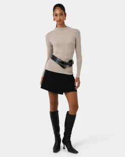 Forcast Avelyn Mock Neck Knit Oatmeal