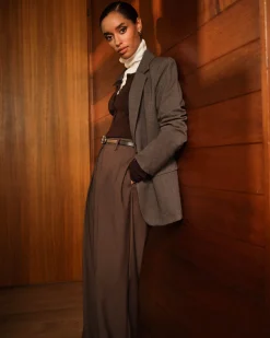 Forcast Aviya Single Breasted Blazer Sepia