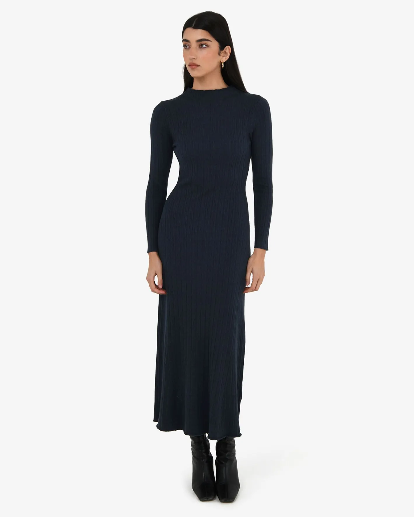 Forcast Bambi Knit Midi Dress Navy Discount