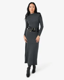 Forcast Bambi Knit Midi Dress Charcoal Best