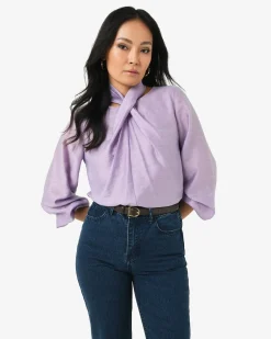 Forcast Bellini Twist Neck Blouse Lilac Hot