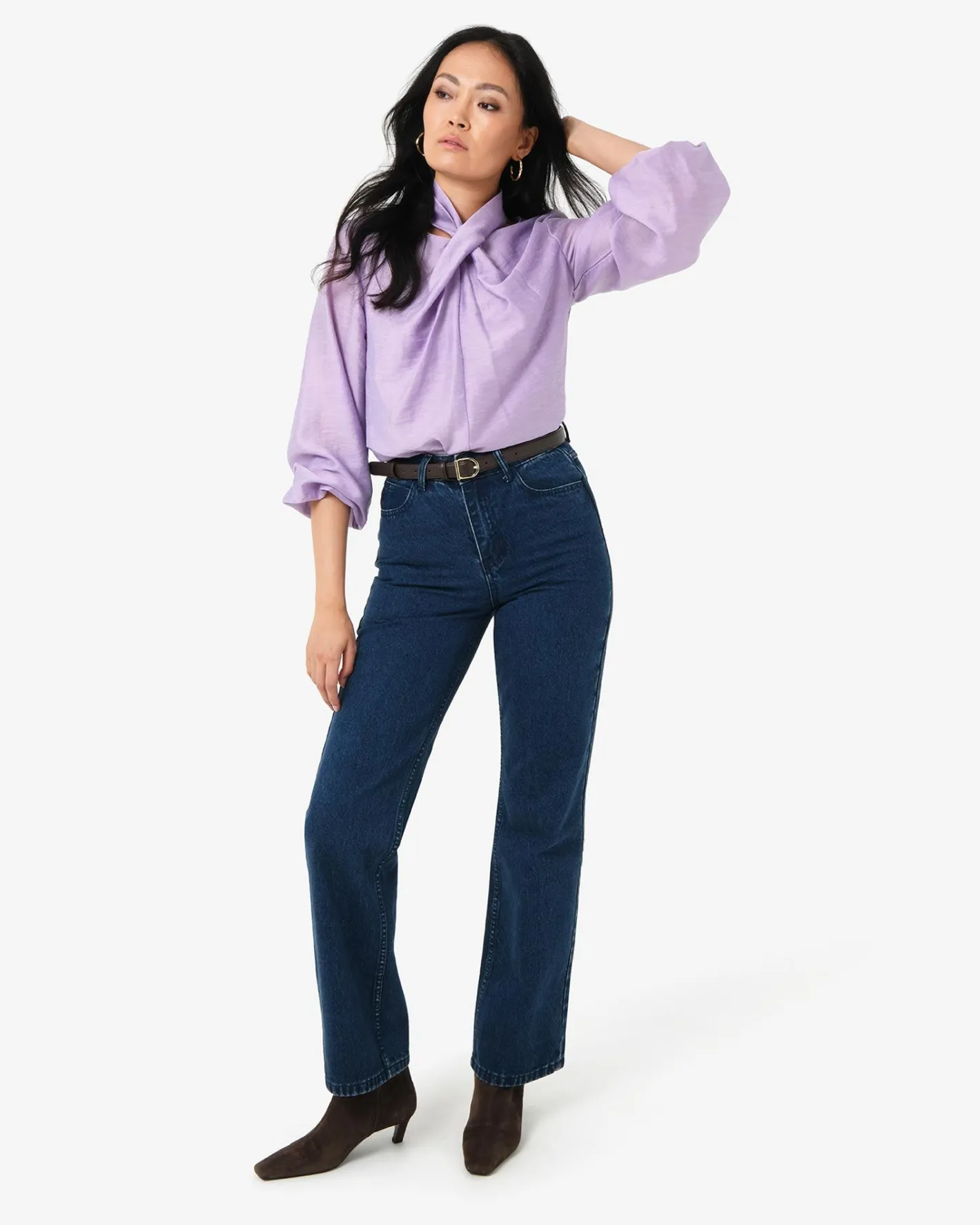 Forcast Bellini Twist Neck Blouse Lilac Hot