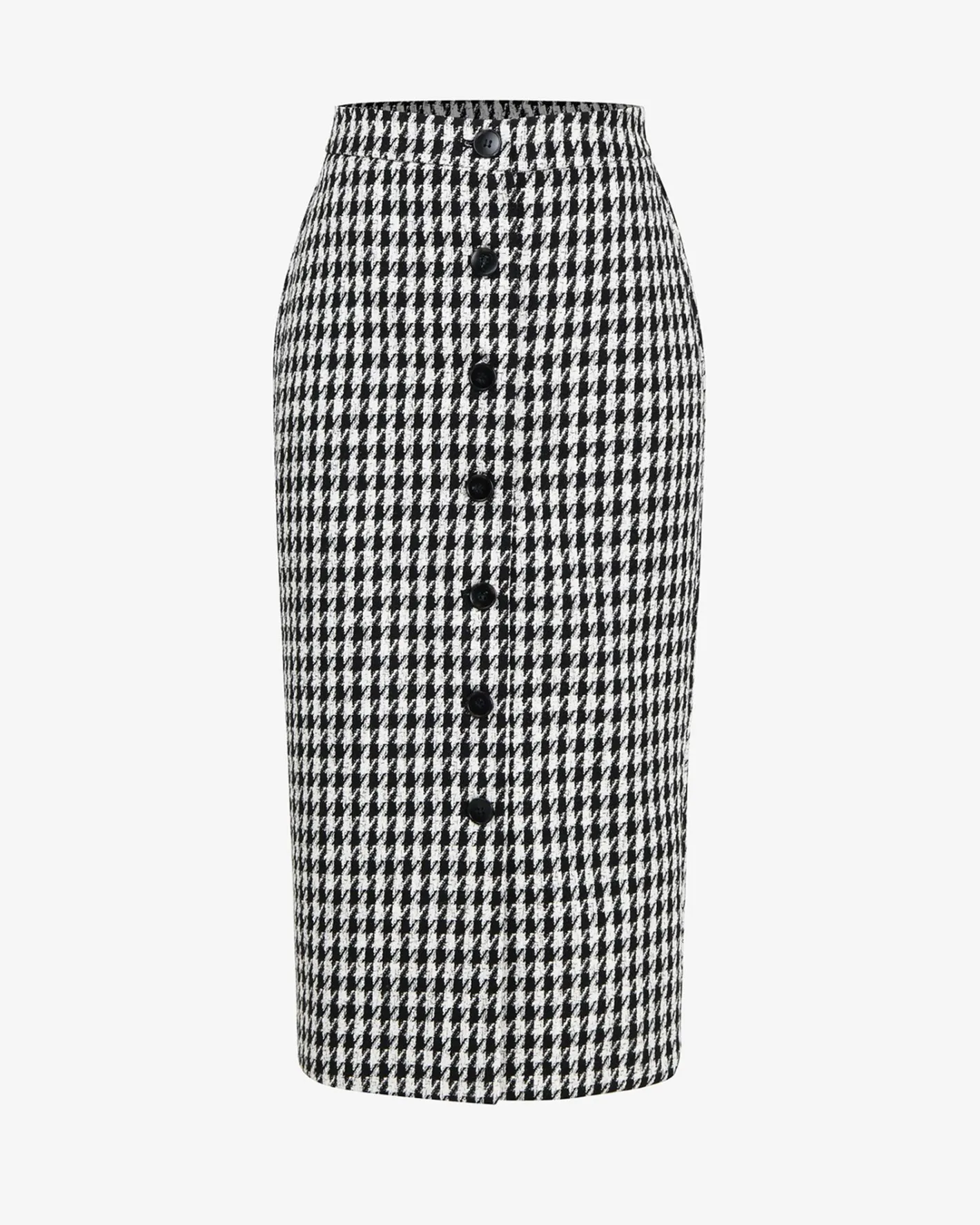 Forcast Bennet Houndstooth Midi Skirt Black - Ivory