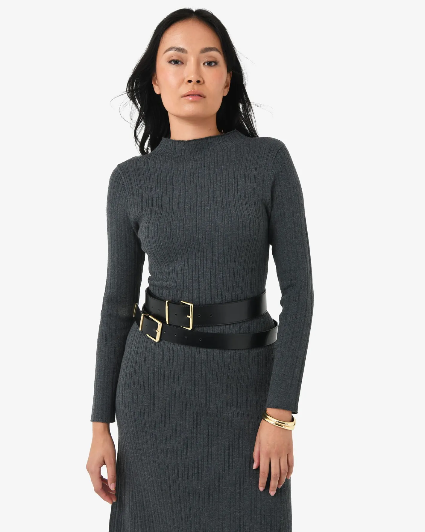 Forcast Benny Leather Belt Black Clearance