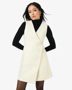 Forcast Beth Asymmetric Mini Dress Buttercream Outlet