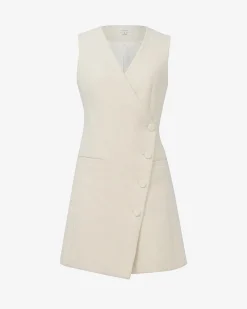 Forcast Beth Asymmetric Mini Dress Buttercream Outlet