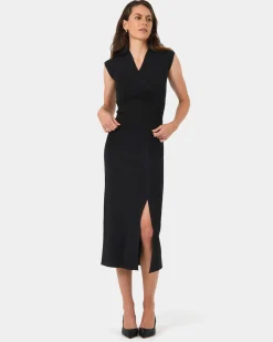 Forcast Betty Knit Split Skirt Black Hot