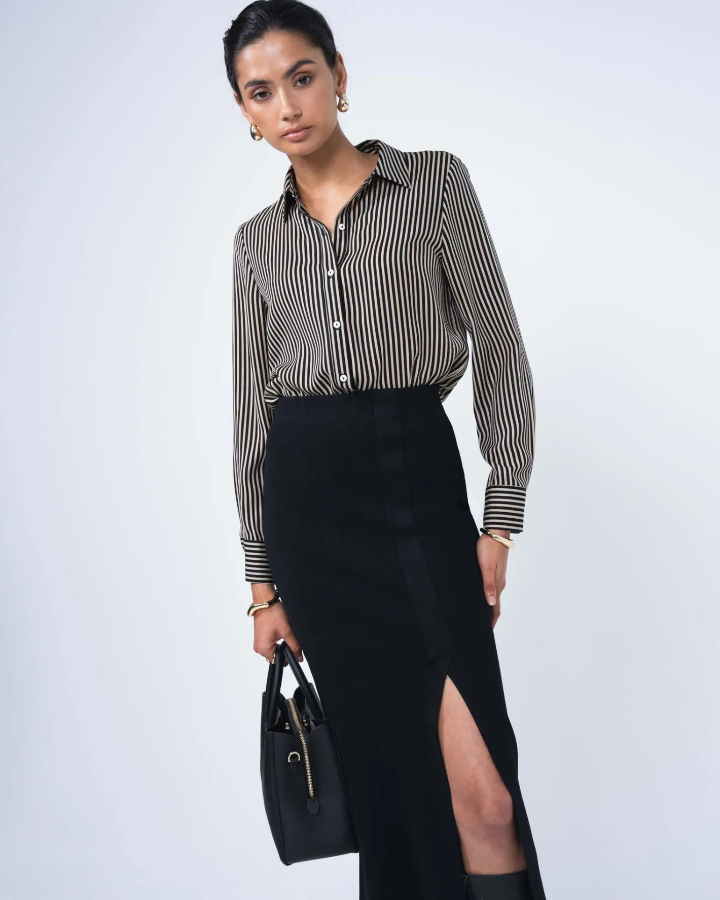Forcast Betty Knit Split Skirt Black Hot