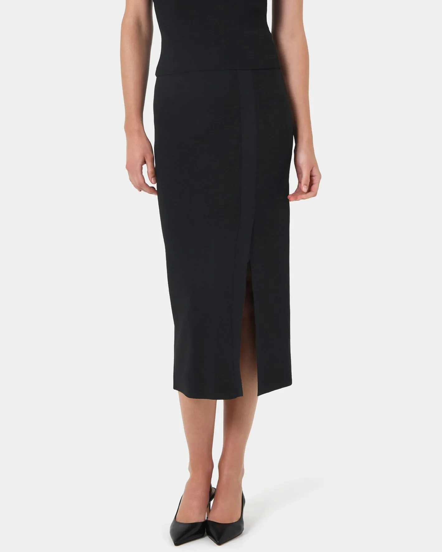 Forcast Betty Knit Split Skirt Black Hot