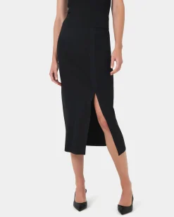 Forcast Betty Knit Split Skirt Black Hot