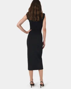 Forcast Betty Knit Split Skirt Black Hot