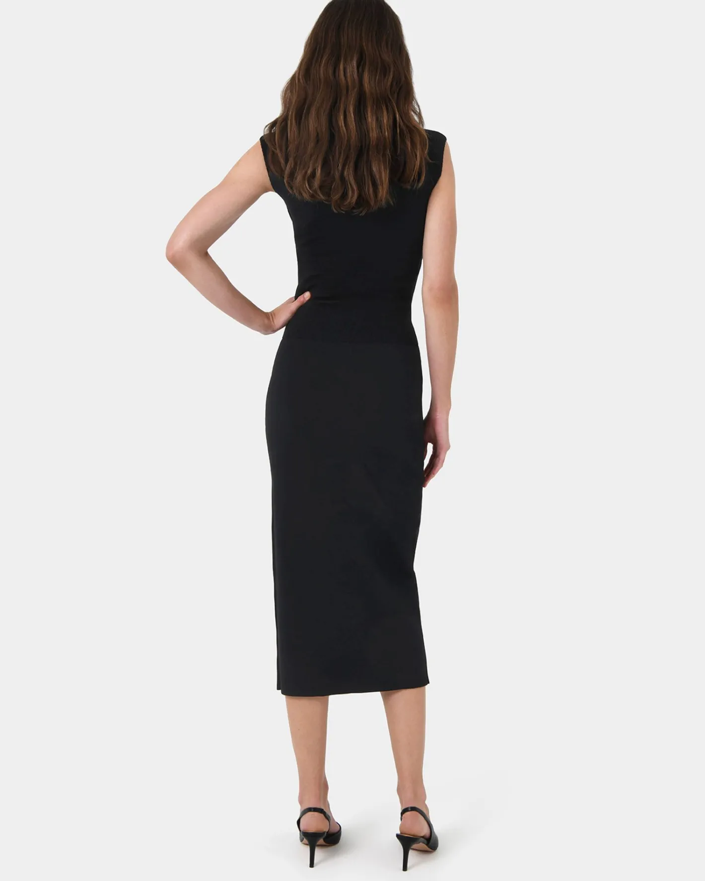Forcast Betty Knit Split Skirt Black Hot